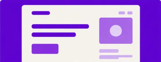 Maquette schématique d’une page de site internet sur fond violet